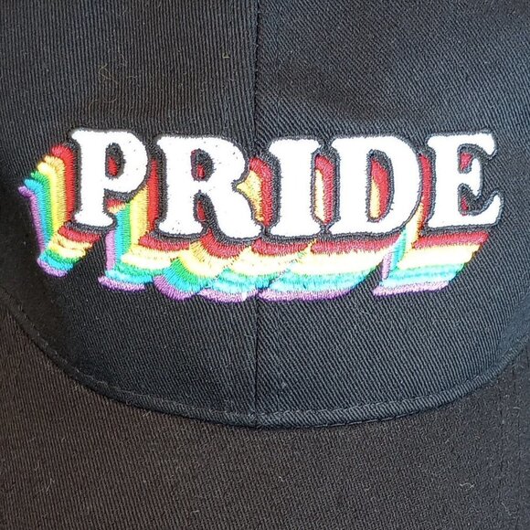 PRIDE HAT BLACK BASEBALL HAT RAINBOW HAT GAY PRIDE HAT NEW VELCRO ADJUST CLOSE - Picture 10 of 11
